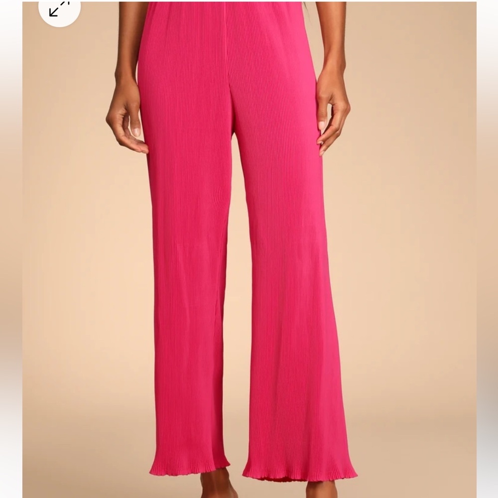 Spring Me Along Magenta Plisse High-Waisted Pants